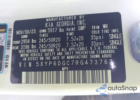 2024 Kia Telluride S z USA, uszkodzony, nr VIN 5XYP6DGC7RG473762